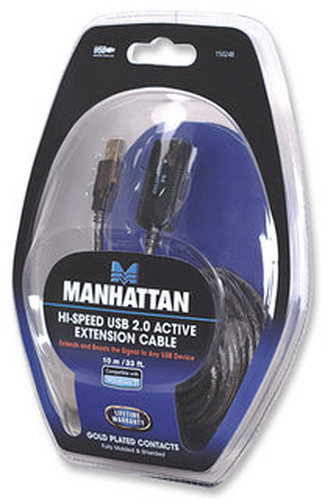 CABO USB-A (M) PARA USB-A (F) 10MT EXTENSÃO MANHATTAN PRETO