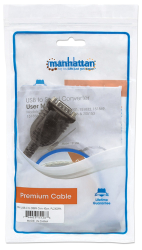 ADAPT USB-C 2.0 (M) PARA SERIE DB9/FTDI FT232RL (M) MANHATTAN