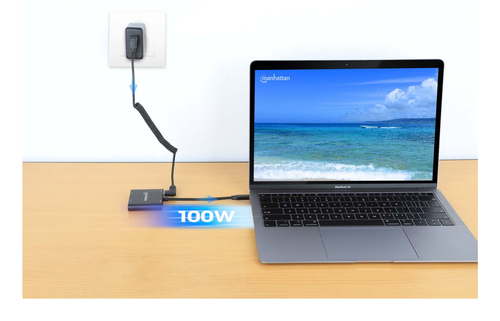 ADAPT USB-C(M) PARA 2XHDMI(F) 4K / USB-A 100W MANHATTAN