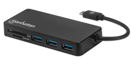 HUB USB-C (3.0) 3XUSB-A MÁX=5 GBPS + LEITOR SD/MICROSD MANHATTAN