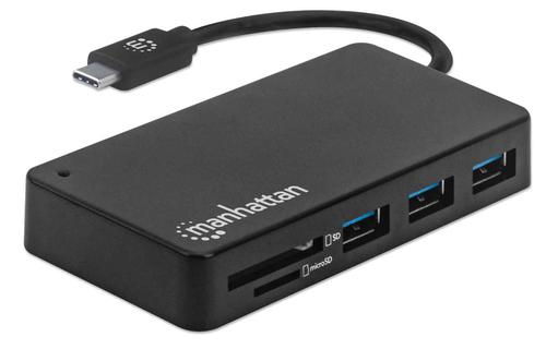 HUB USB-C (3.0) 3XUSB-A MÁX=5 GBPS + LEITOR SD/MICROSD MANHATTAN