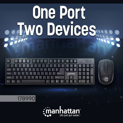 TECLADO + MOUSE MANHATTAN MULTIMÉDIA WIRELESS/DONGLE USB PT PRETO