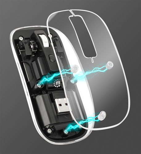 MOUSE MANHATTAN 190268 ÓPTICO 1600DPI USB LED TRANSPARENTE/PRETO