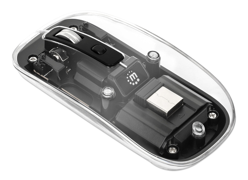 MOUSE MANHATTAN 190268 ÓPTICO 1600DPI USB LED TRANSPARENTE/PRETO
