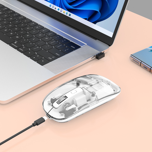 MOUSE MANHATTAN 190275 ÓPTICO 1600DPI USB LED TRANSPARENTE/BRANCO