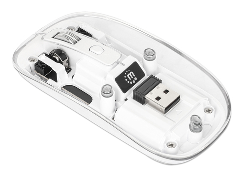 MOUSE MANHATTAN 190275 ÓPTICO 1600DPI USB LED TRANSPARENTE/BRANCO