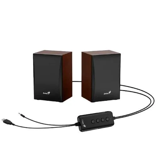 COLUNA GENIUS SP-HF380BT 2.0 MULTIMÉDIA 3W RMS BT/USB-A MADEIRA