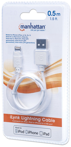 CABO USB-A (M) PARA LIGHTNING (M) 0.5MT ILYNK DADOS/CARGA MANHATTAN BRANCO