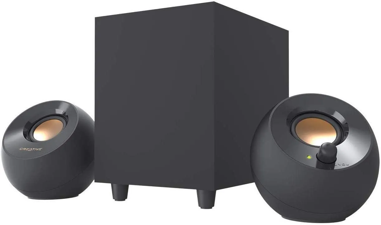 COLUNA CREATIVE PEBBLE PLUS 2.1 SUBWOOFER 8W RMS USB-A/3.5MM PRETA