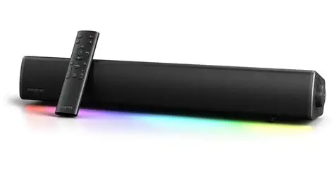 BARRA DE SOM CREATIVE GS5 2.0 SOUNDBAR RGB 20W RMS BT/USB-COM 3.5MM PRETO