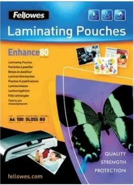 BOLSAS PLASTIFIC.FELLOWES 80MIC A4/100
