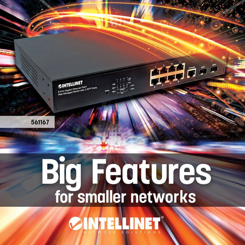 SWITCH 8 INTELLINET ETHERNET POE WEB 2XSFP PORTAS