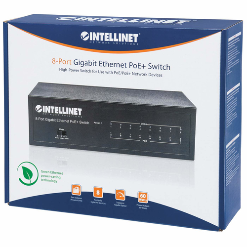 SWITCH 8 INTELLINET 10/100 GIGABIT ETHERNET POE+SWITCH