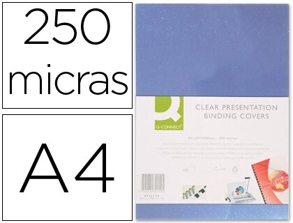 ME CAPA DE ENCADERNACAO Q-CONNECT PVC DIN A4 INCOLOR 250 MICRONS (PK 100)