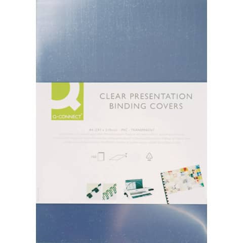 ME CAPA DE ENCADERNACAO Q-CONNECT PVC DIN A4 INCOLOR 150 MICRONS (PK 100)