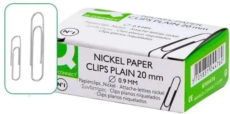 ME CLIPS Q-CONNECT NIQUELADOS PLANOS 20MM Nº1 (CX100) (1/10)