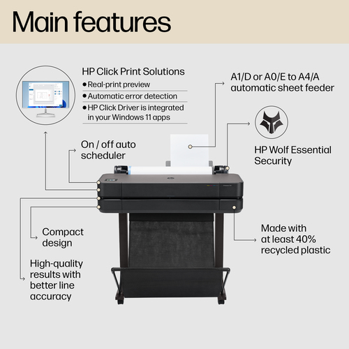 HPI PLOTER DESIGNJET HP COLOR T630 SFP ENTERPRISE A1 (76 PPH) WI-FI
