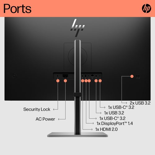 HPI MONITOR HP 31.5" 4K SERIES E AJUSTÁVEL OFFICE HDMI/USB COM USB A/RJ45/DP PRETO