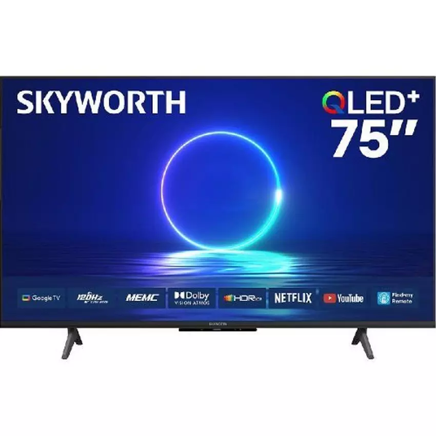 TV 75" SMART SKYWORTH QLED 4K GOOGLE HDMI/USB/AV/RF/LAN/OPT Q6800H