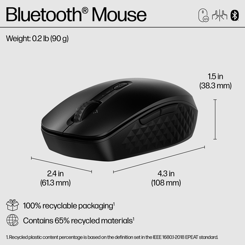 HPI MOUSE HP 425 4000DPI WIRELESS/BT PRETO