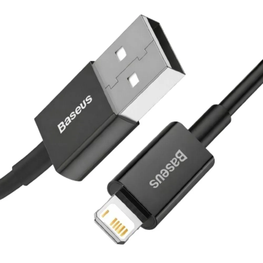 CABO USB-A (M) PARA LIGHTNING (M) 1MT SILKY FC 2.4A DADOS/CARGA BASEUS PRETO