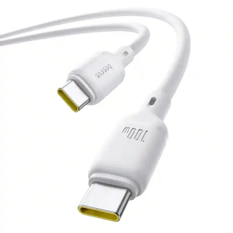 CABO USB-C (M) PARA USB-C (M) 2MT SILKY FC 100W DADOS/CARGA BASEUS BRANCO