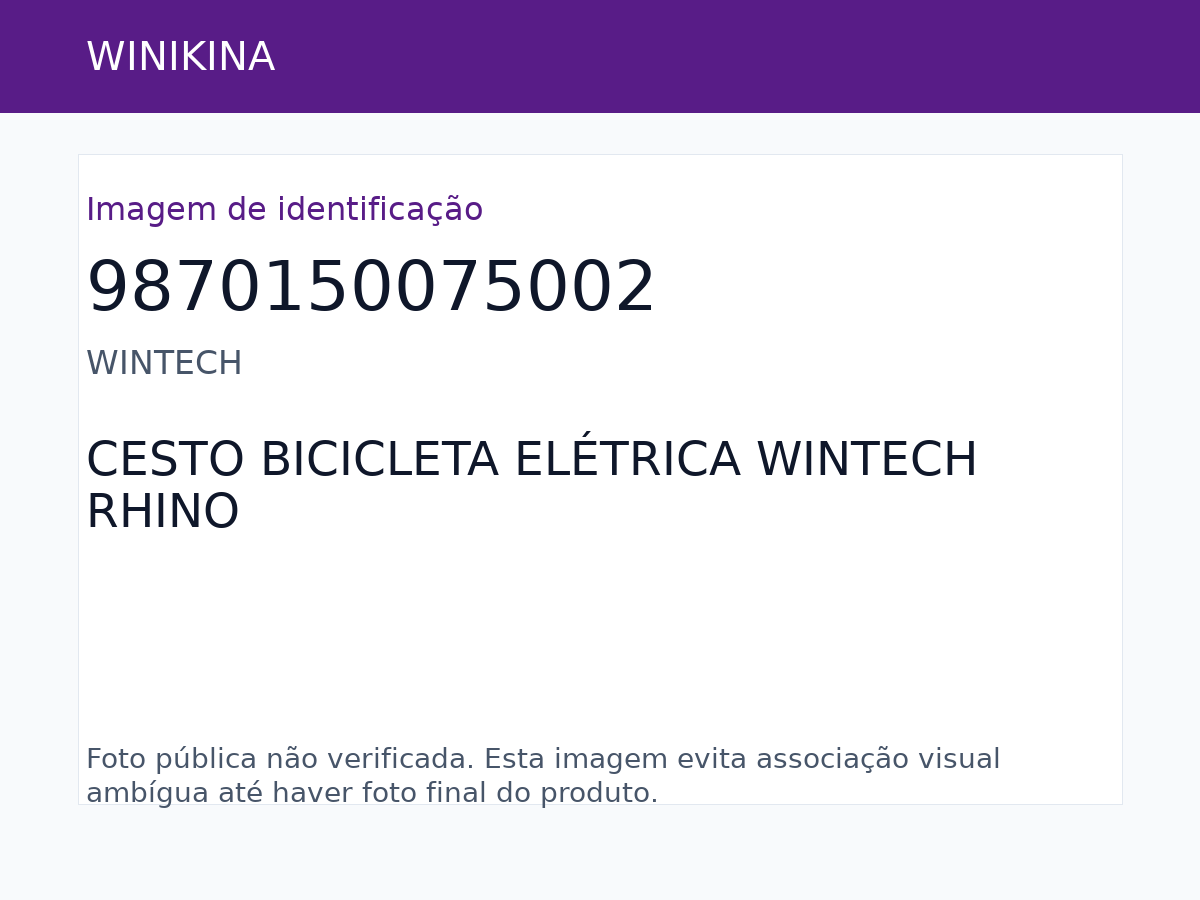 CESTO BICICLETA ELÉTRICA WINTECH RHINO