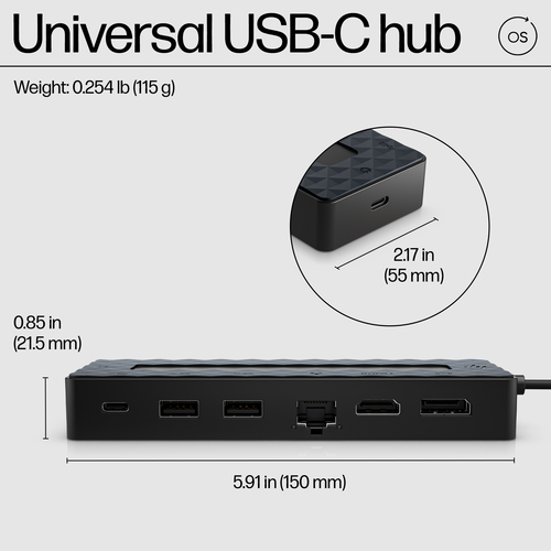 HPI HUB USB-C + CARREGADOR PORT HP PARA 1HDMI/1USB-COM 1DP/1RJ45/2USB-A