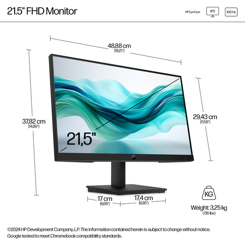 HPI MONITOR HP 21.5" FHD SERIES 3 OFFICE HDMI/VGA PRETO SERIES 3 PRO