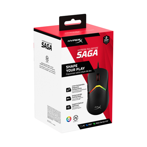 HPI MOUSE HP HYPERX PULSEFIRE SAGA GAMING 16000DPI USB-A PRETO