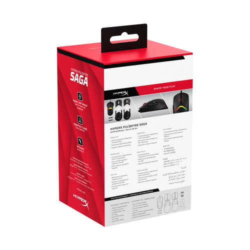HPI MOUSE HP HYPERX PULSEFIRE SAGA GAMING 16000DPI USB-A PRETO