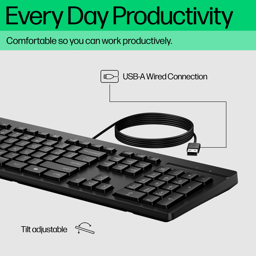 HPI TECLADO HP 125 G2 USB-A COM FIO PT PRETO