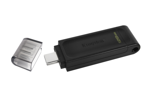 PEN DRIVE 128GB KINGSTON DATA TRAVELER DT70 3.2 USB-C PRETA