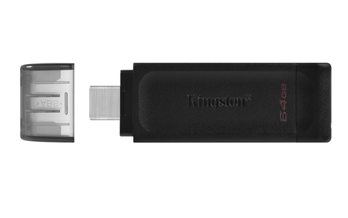PEN DRIVE 64GB KINGSTON DATA TRAVELER DT70 3.2 USB-C PRETA