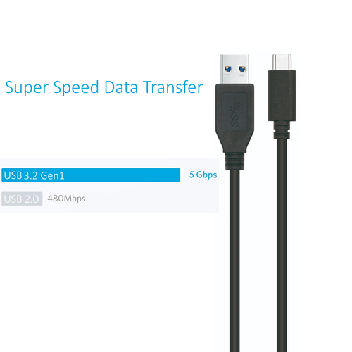 CABO USB-A 3.2 (M) PARA USB-C (M) 1MT 3A CONVERSOR EWENT PRETO