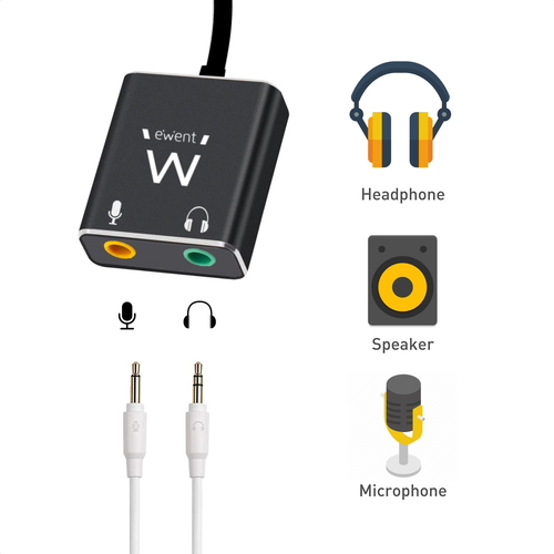 ADAPT EWENT USB-C PARA JACK 2 X 3.5MM PRETO