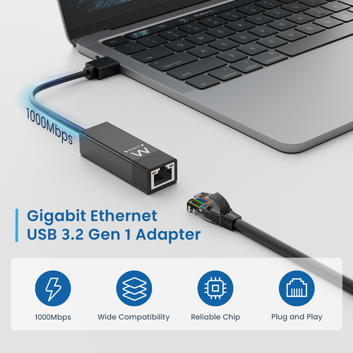 ADAPT EWENT USB-A PARA RJ45 PRETO