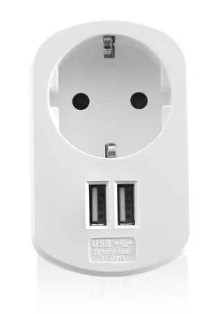 CARREGADOR TOMADA EWENT 17W EU 2 USB-A SEM CABO FAST CHARGE 3.4A BRANCO