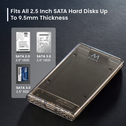 CAIXA EXT. EWENT 2.5" SATA USB-C 3.2 TRANSPARENTE