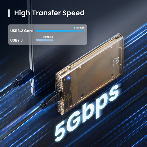 CAIXA EXT. EWENT 2.5" SATA USB-C 3.2 TRANSPARENTE