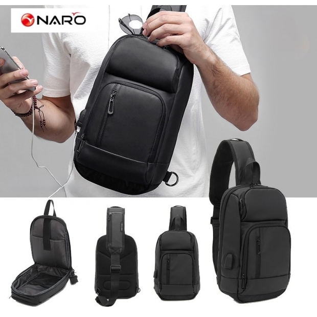 BOLSA KINGSLONG 11" KTB180810A TIRACOLO COM PORTA USB PRETO