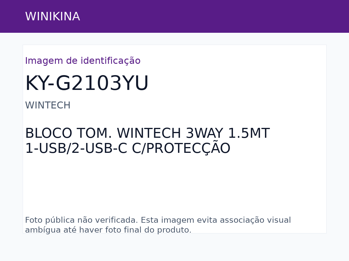 BLOCO TOM. WINTECH 3WAY 1.5MT 1-USB/2-USB-C COM PROTECÇÃO