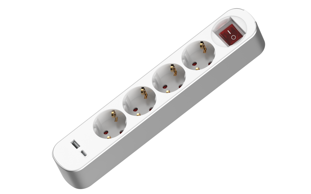 BLOCO TOM. WINTECH 4WAY 5MT 1-USB/1-USB-C COM PROTECÇÃO