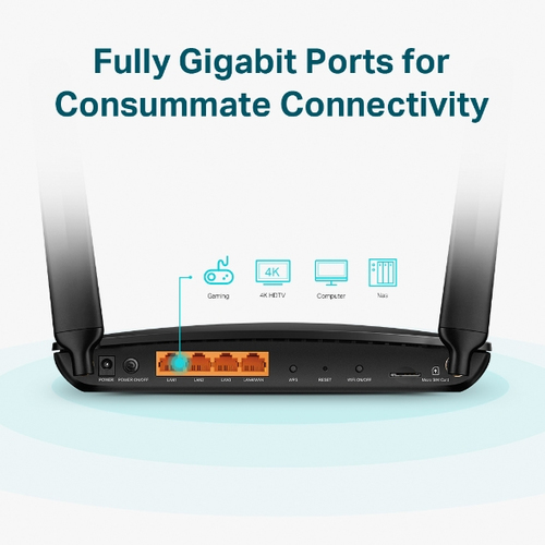 ROUTER TP-LINK WIFI 4G + CAT6 AC1200 DUAL BAND GIGABIT ARCHER MR600