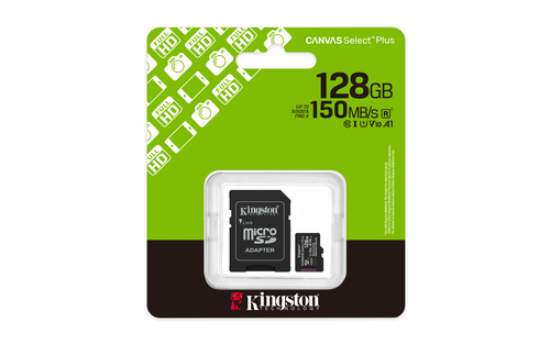 CARTÃO DE MEMÓRIA MICRO SDXC 128GB KINGSTON CANVAS GO! PLUS GEN 3 CL10 UHS-I U3 170MB/S COM ADAPTADOR PRETO