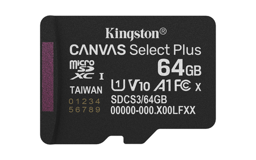 CARTÃO DE MEMÓRIA MICRO SDXC 64GB KINGSTON CANVAS GO! PLUS GEN 3 CL10 UHS-I U3 170MB/S COM ADAPTADOR PRETO