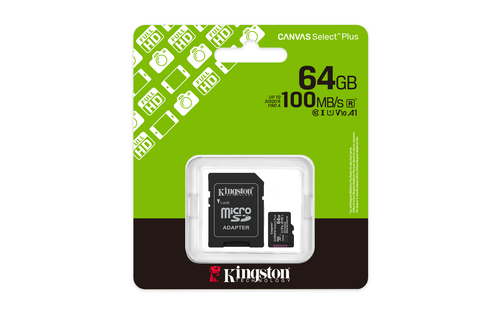 CARTÃO DE MEMÓRIA MICRO SDXC 64GB KINGSTON CANVAS GO! PLUS GEN 3 CL10 UHS-I U3 170MB/S COM ADAPTADOR PRETO