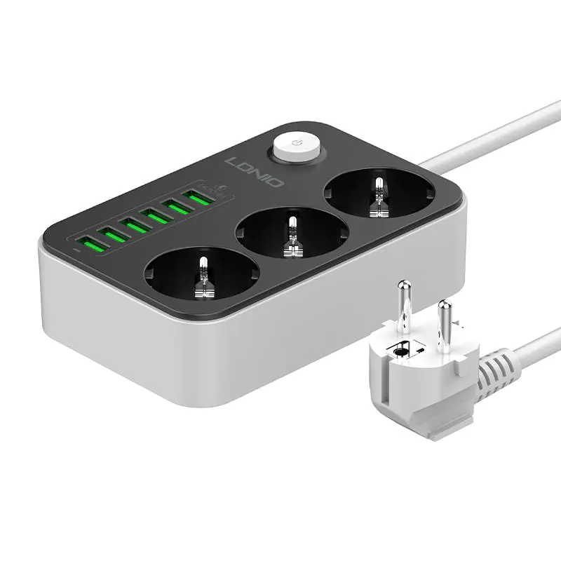 LDNIO BLOCO TOM.3WAY. 1.6 MT COM I 6USB 3.4A