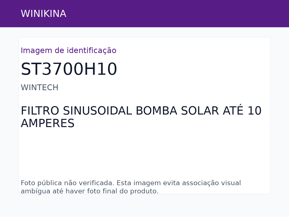 WINTECH FILTRO SINUSOIDAL BOMBA SOLAR ATÉ 10 AMPERES