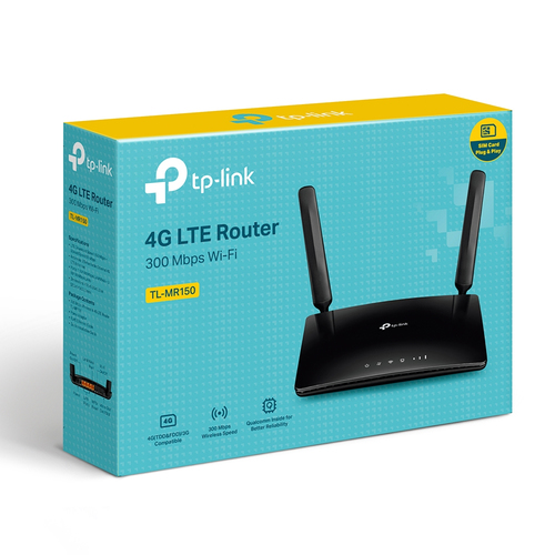 ROUTER TP-LINK WIFI 4G LTE 300MBPS N 3X10/100MBPS LAN PORTS, 1X10/100MBPS LAN/WAN PORT, 1 MICRO SIM CARD SLOT TL-MR150
